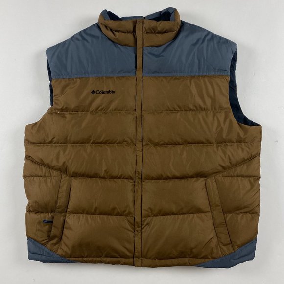 Columbia Other - Columbia Down Puffer Vest Men's 2XL Brown Gray XXL Ski Winter Bubble Puffy